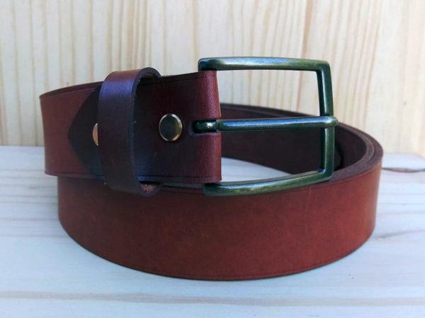 ceinture en cuir marron sans surpiqure de 3,5 cm de largeur