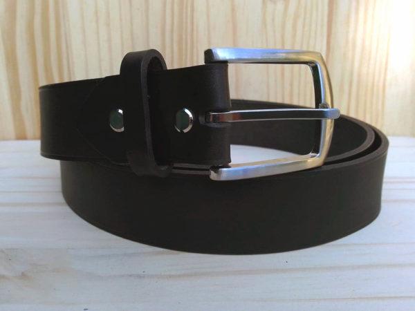 ceinture en cuir noir sans surpiqure de 3,5 cm de largeur