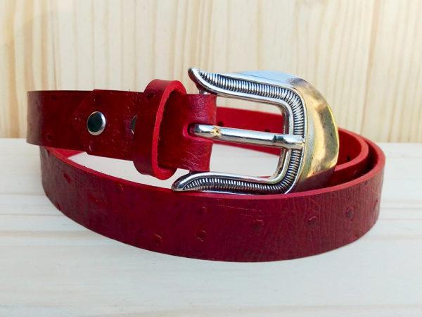 ceinture en cuir rouge sans surpiqure de 2,5 cm de largeur