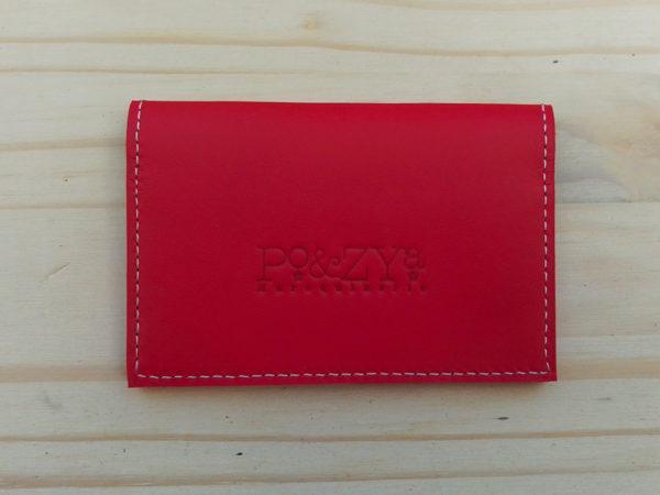 porte-cartes en cuir rouge