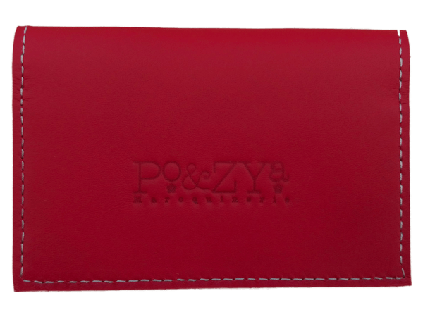 porte-cartes rouge en cuir