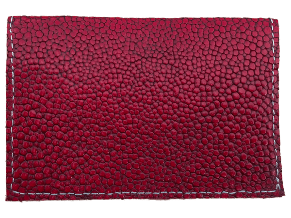 porte-cartes rouge galuchat en cuir