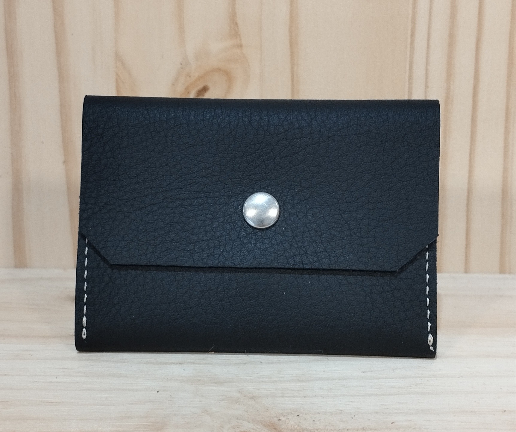 Porte monnaie et cartes en cuir noir